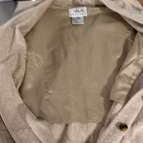 VTG Talbots Size 10P Tan Linen Blend Tortoise Button Front Midi Dress Vest - Picture 9 of 10